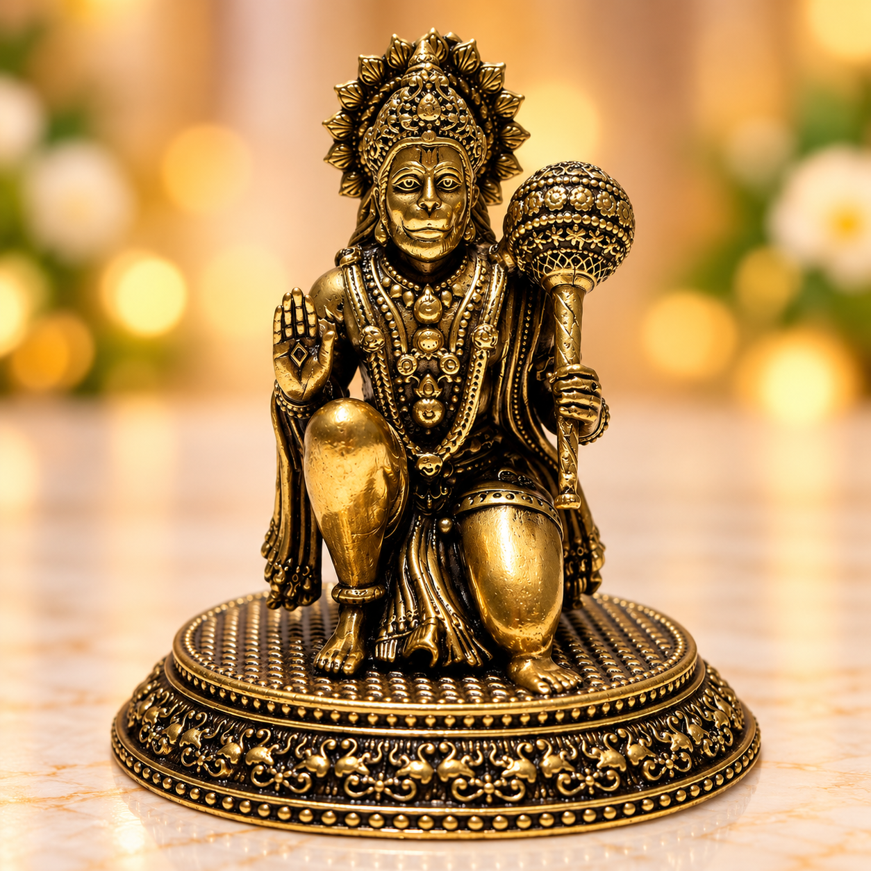 Brass Antique Gada Hanuman 3.5/3 inches