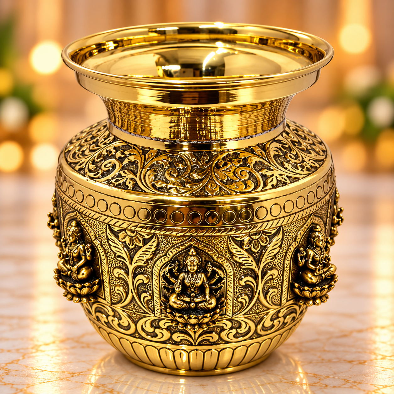 Brass Antique Astalakshmi kalsha 5nches