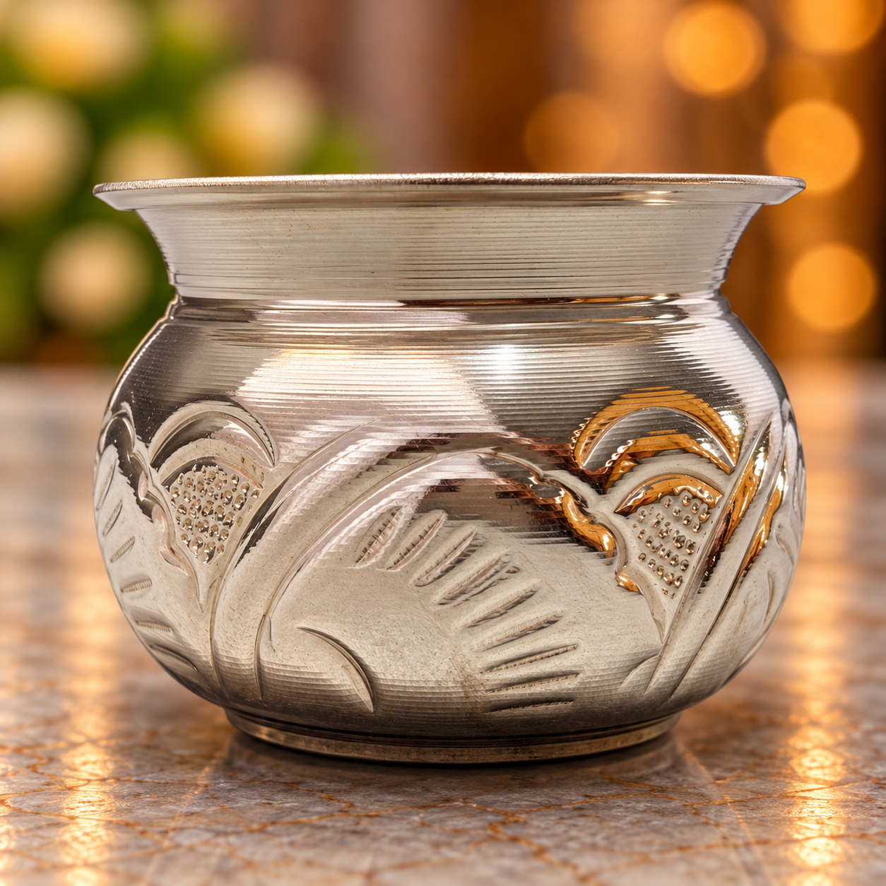 GS Flower nakshi work kumkum bowl small size 2.5"