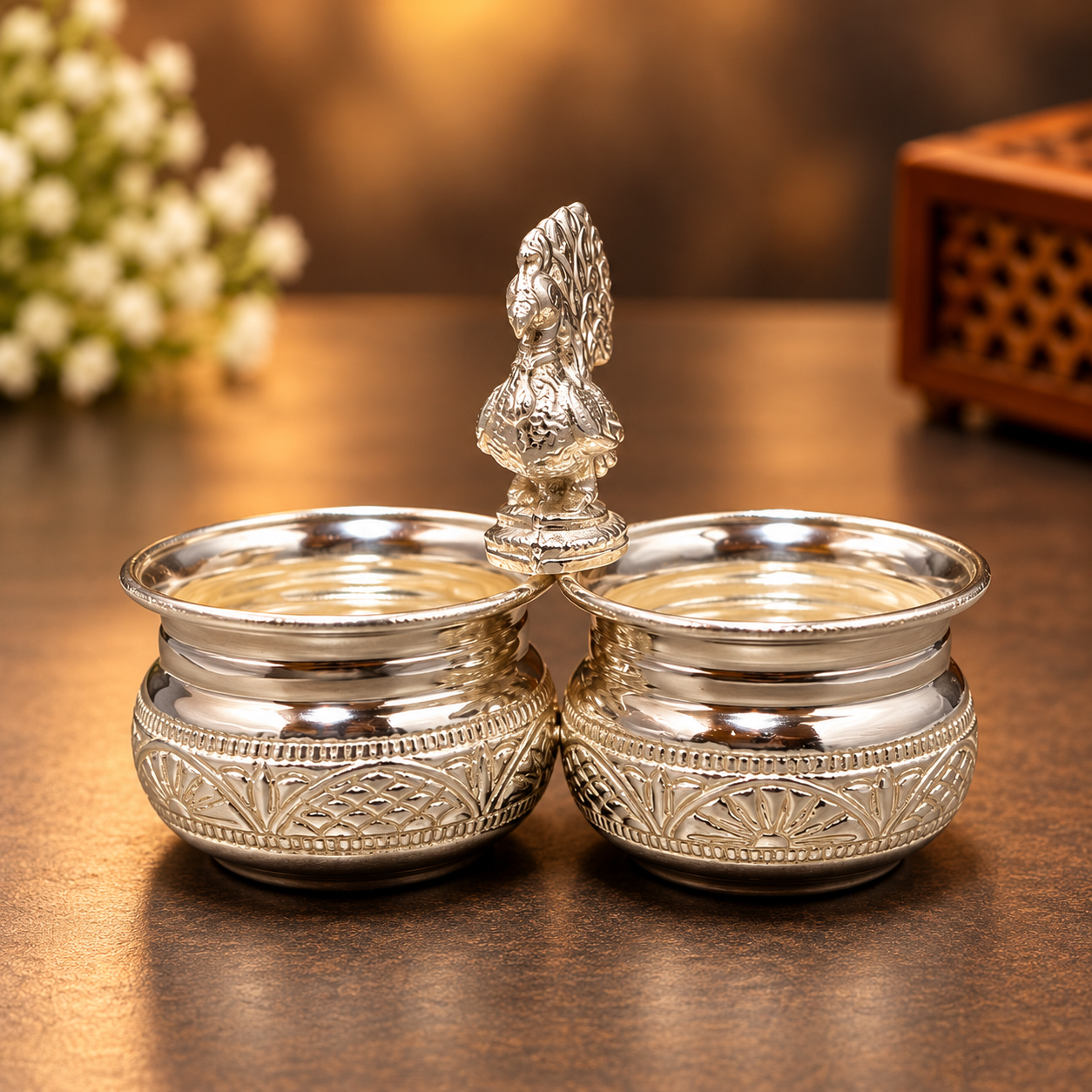 GS 3d peacock laser Engraving peacock two cup panchwala 4.5"