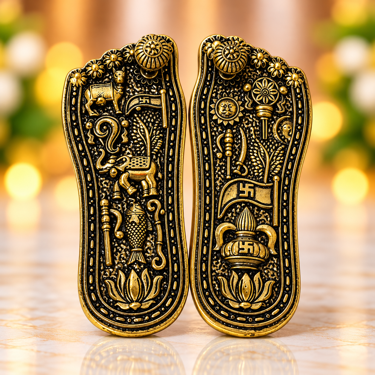 Brass Antique Lakshmi Paduka 4/1.5 inches set of 2