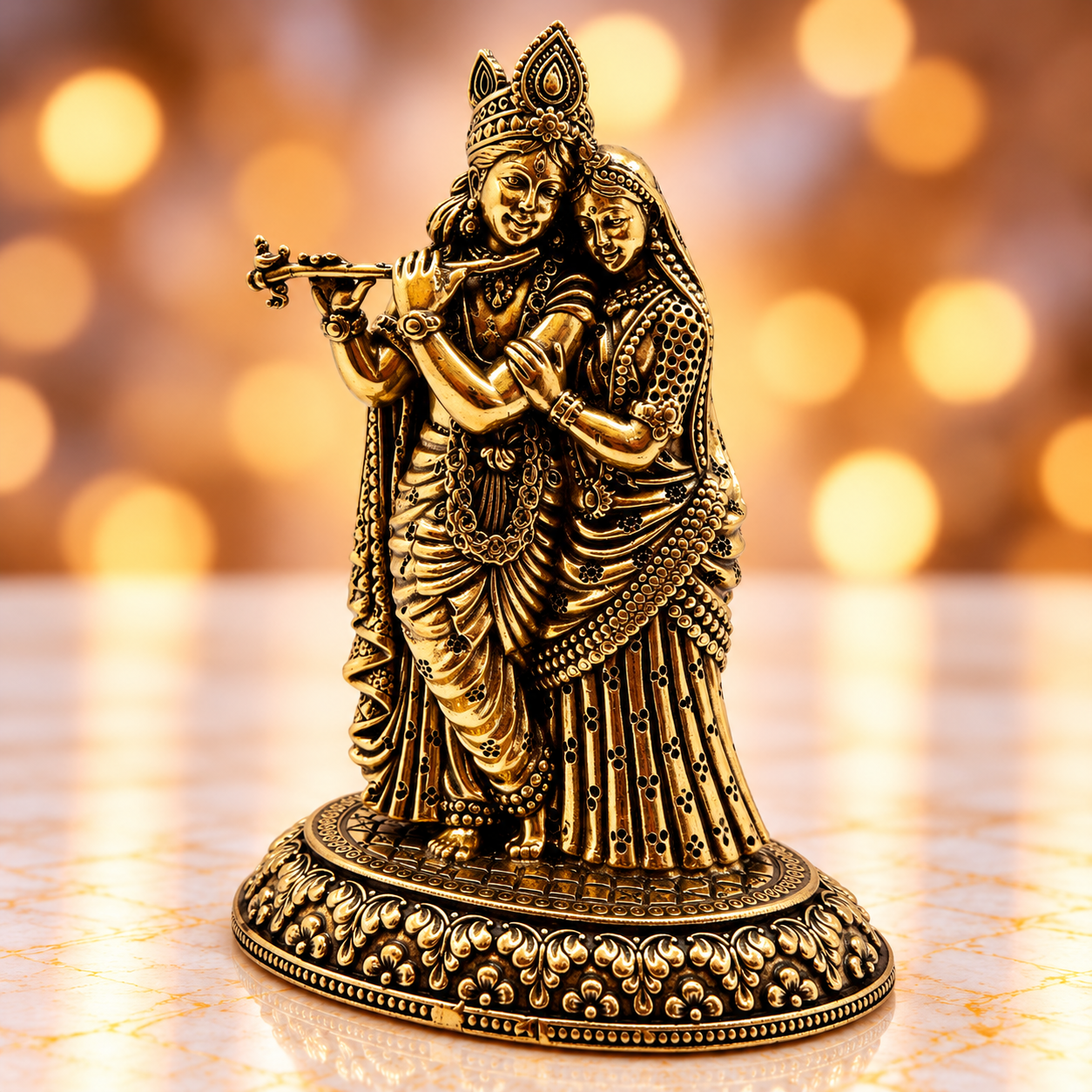 Brass Antique Radha Krishna idol 5/3.5 inches