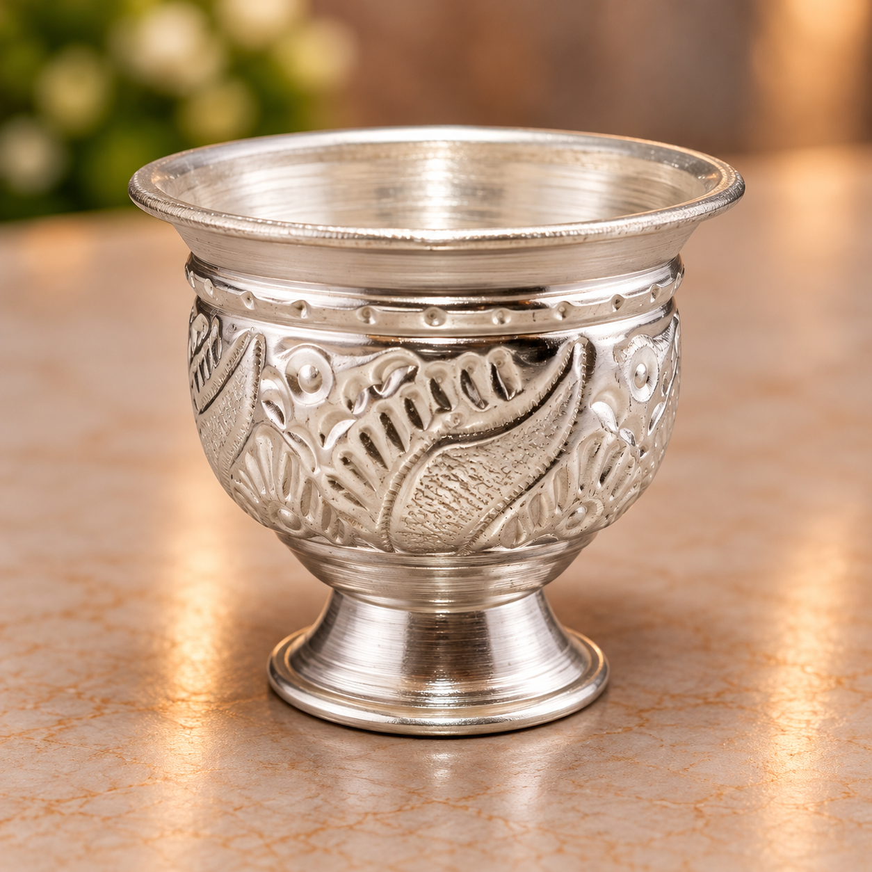 GS Leaf design kumkum bowl 3"