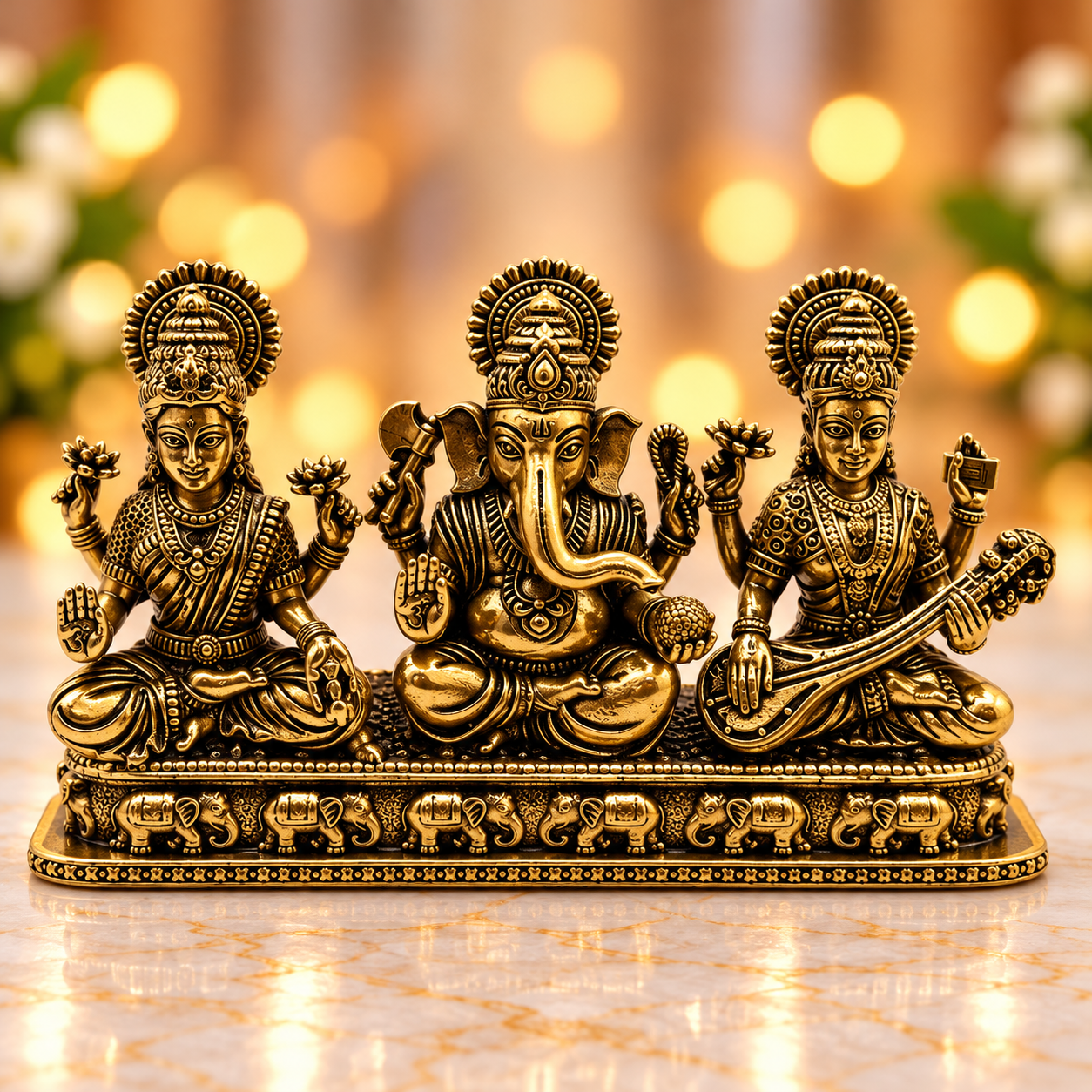antiqu brass lakshmi ganesh saraswati